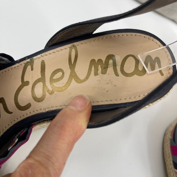 Sam Edelman Aubrey Wedge Espadrille Striped Textile Ankle Strap Sandal NWOT - Picture 6 of 10